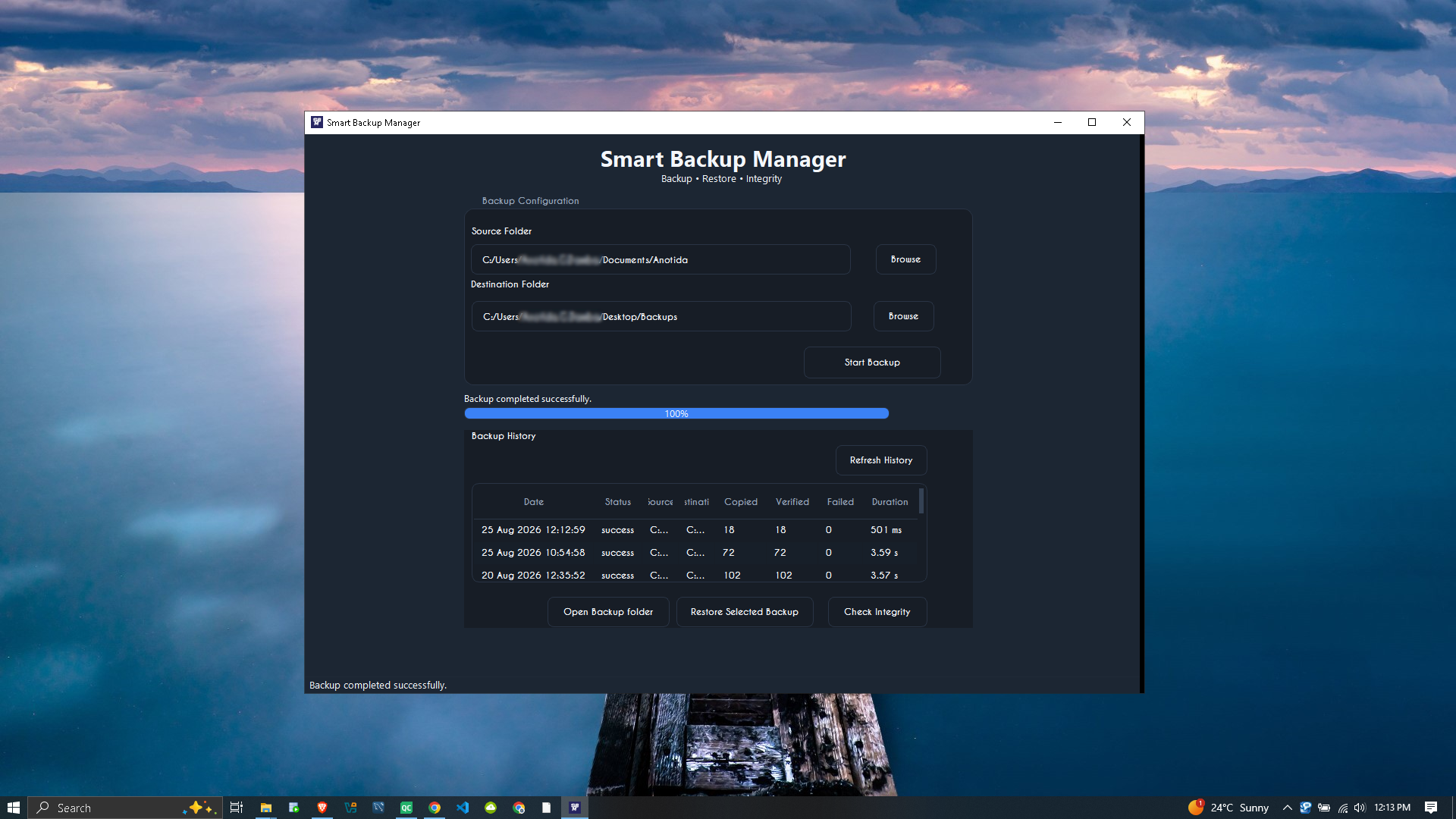 Smart Backup & File integrity Manager project preview